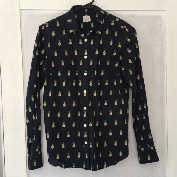 J Crew The Perfect Shirt Pineapple Button Down - Picture 1 of 3